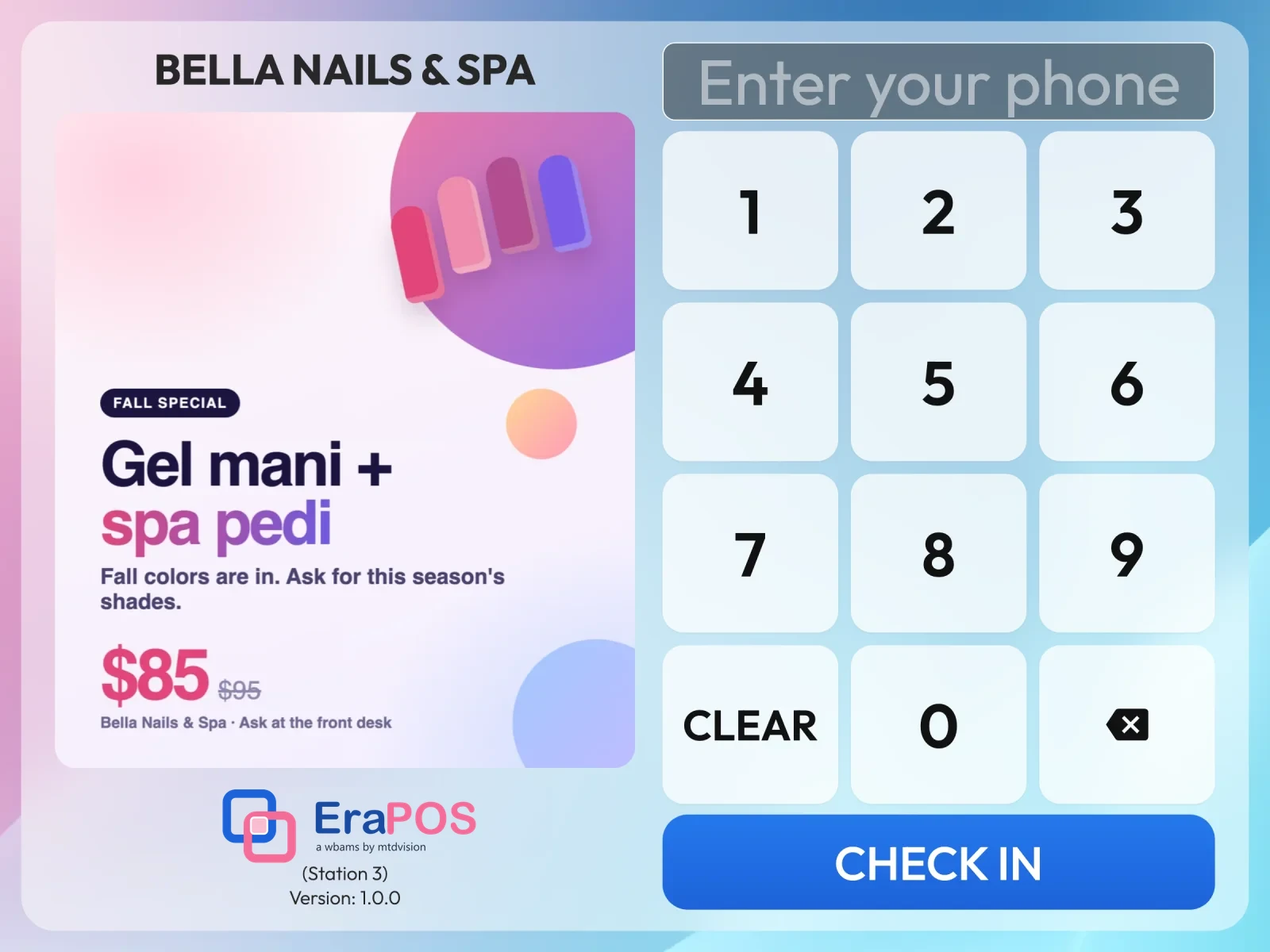 The check-in kiosk